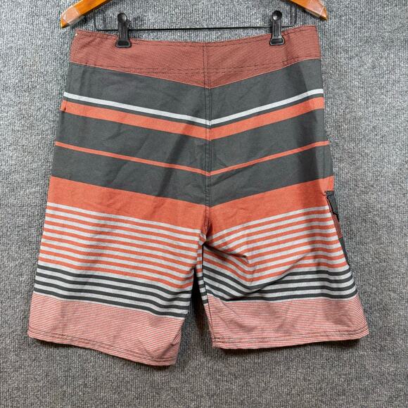 Ocean Current Swim Shorts Men's 32 Orange/Black Striped Drawstring Beachwear - Picture 8 of 9